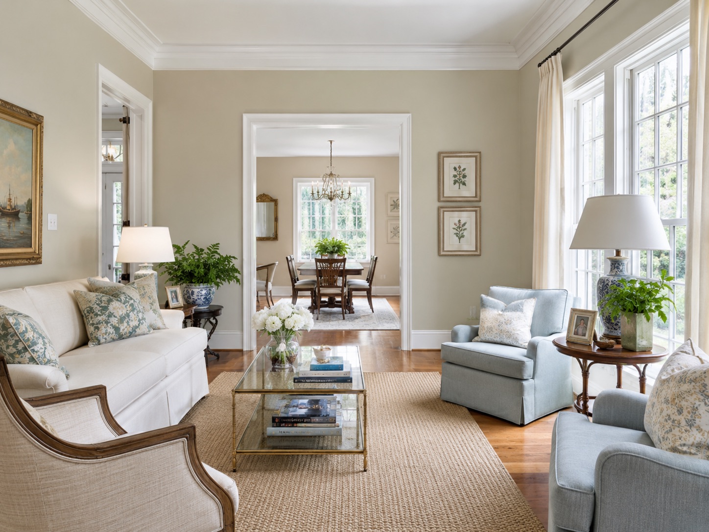 A bright, freshly cleaned living room in the Augusta area